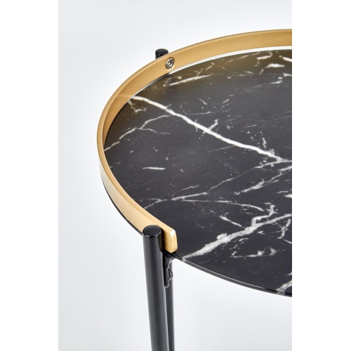 Okrągły stolik kawowy złota wstawka Linux 45 cm efekt marmuru/czarny