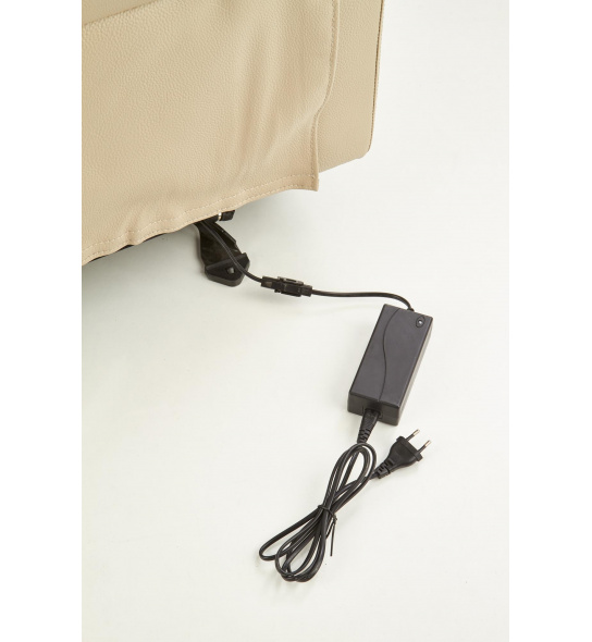 Fotel rozkładany elektrycznie Paradise ekoskóra kremowy gniazdko USB