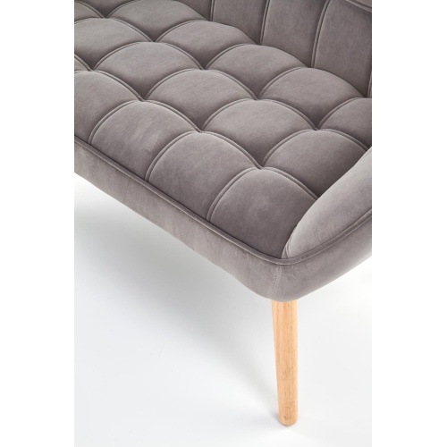 Sofa z podłokietnikami Romeo XL welur popielata/buk pikowana