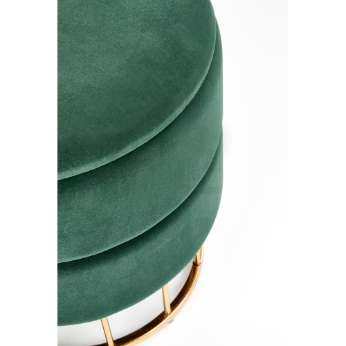 Okrągły puf welurowy ze schowkiem Minty zielony/złoty glamour