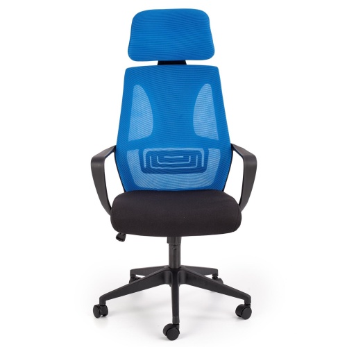 Fotel biurowy Valdez regulowany zagłówek niebieski/czarny