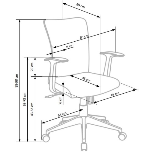 Regulowany fotel biurowy Nody 88-98 cm mechanizm TILT różowy