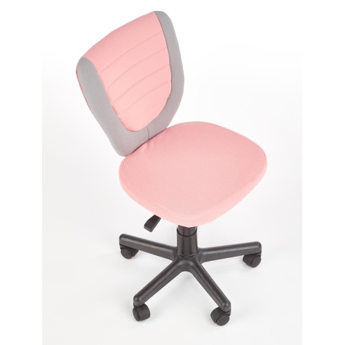 Regulowany fotel biurowy bez podłokietników Toby 78-90 cm różowy/szary
