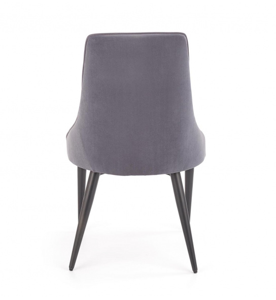 Krzesło z przeszyciami K365 welurowe szare nowoczesne