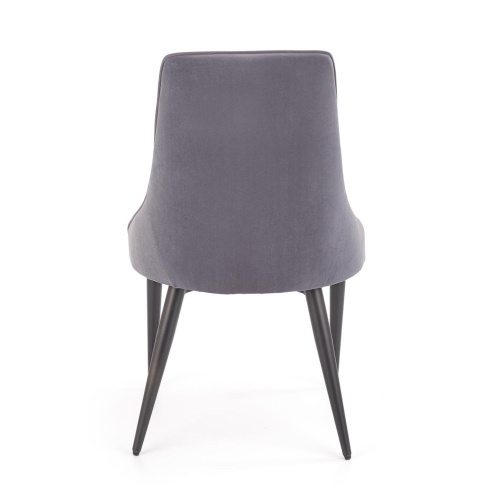 Krzesło z przeszyciami K365 welurowe szare nowoczesne