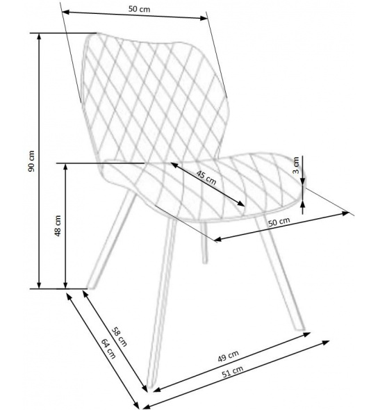 Krzesło z przeszyciami K360 popielate nowoczesne