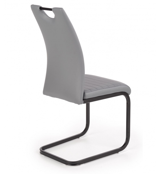 Krzesło na płozach z przeszyciami K371 popielate/czarne płozy ekoskóra