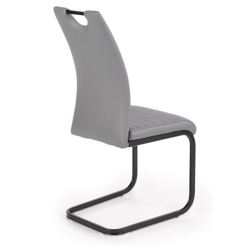 Krzesło na płozach z przeszyciami K371 popielate/czarne płozy ekoskóra