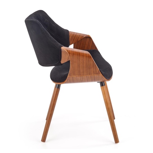 Klasyczne krzesło welurowe K396 czarne/orzech