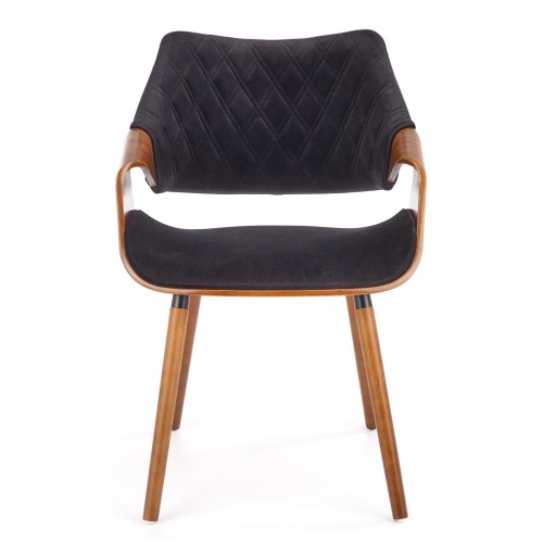 Klasyczne krzesło welurowe K396 czarne/orzech