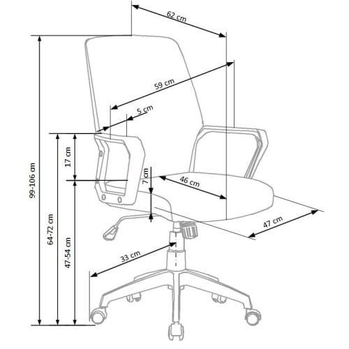 Fotel obrotowy z przeszyciami Spin II 99-106 cm TILT popielaty/biały