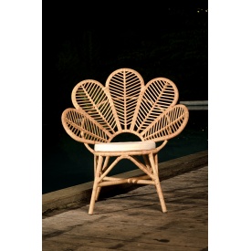 Fotel rattanowy stokrotka Daisy z poduszką rattan naturalny handmade boho