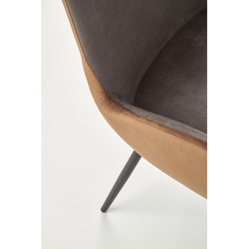 Krzesło welurowe z podłokietnikami K392 ciemnoszare/brązowe