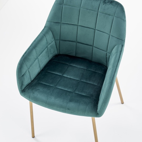 Krzesło do salonu K306 zielone/złote welurowe