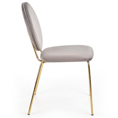 Krzesło welurowe do salonu K363 popielate/złote
