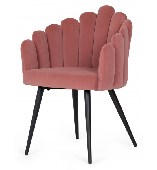 Krzesło welurowe Canis różowe/czarne nóżki