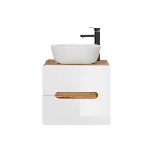 Szafka łazienkowa pod umywalkę Aruba 53x60x46 cm biały bianco/dąb craft złoty