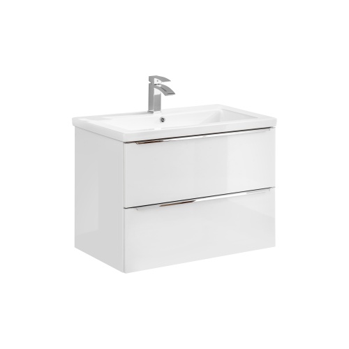Szafka łazienkowa pod umywalkę Capri 80 cm biały połysk/dąb craft złoty