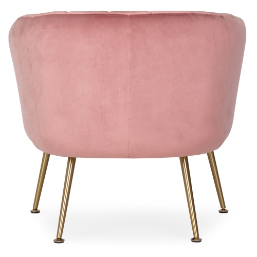 Fotel z przeszyciami Bismo welurowy pudrowy róż/złote nóżki