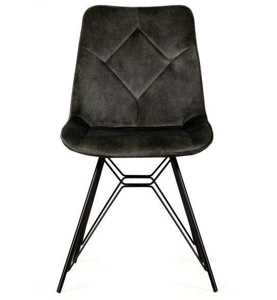 Krzesło z przeszyciami Mojito ciemnozielone aksamit