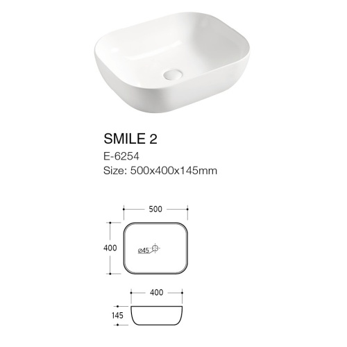 Umywalka ceramiczna nablatowa Smile 40x50x15 cm biała