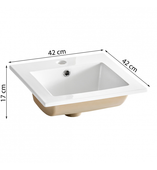 Umywalka ceramiczna wpuszczana Square 42x42x17 cm biała