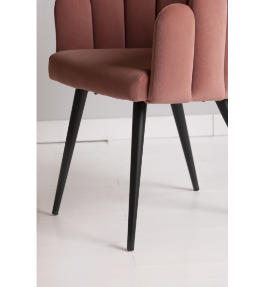 Krzesło welurowe Canis różowe/czarne nóżki