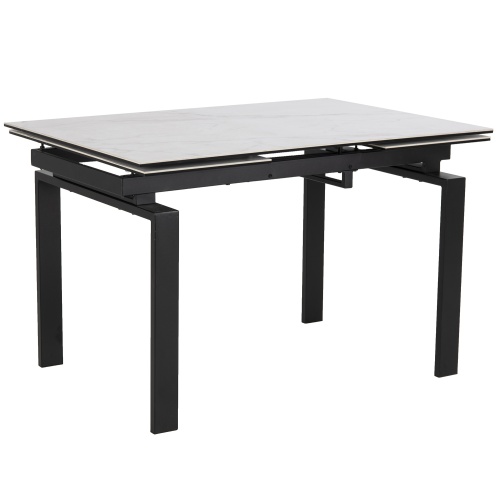 Stół rozkładany Huddersfield 120-200x85 cm biały/czarny mat