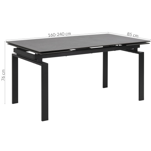 Stół rozkładany Huddersfield 160-240x85 cm czarny mat