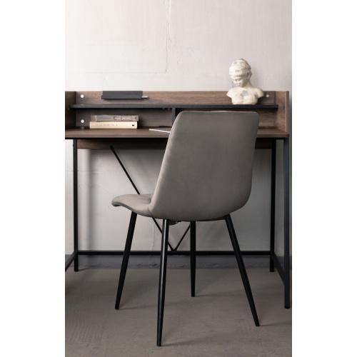 Małe biurko z nadstawką Linato 103 cm orzech/czarne