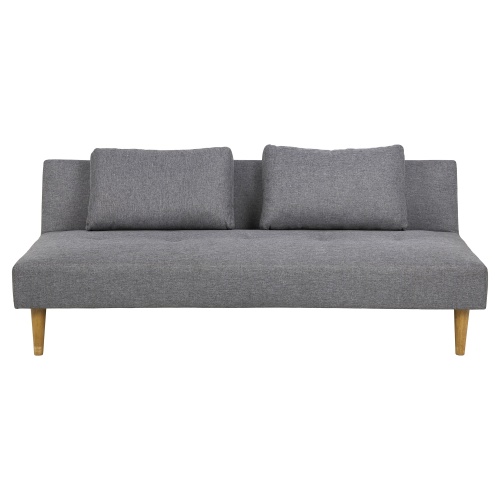 Sofa rozkładana Lucca szara/dąb z poduszkami scandi