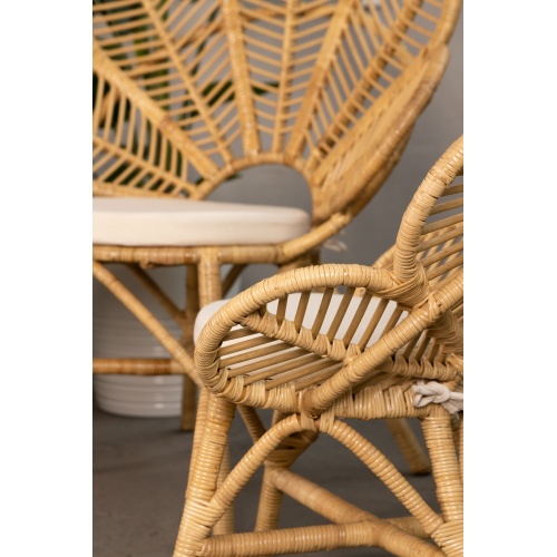 Fotel rattanowy stokrotka Daisy z poduszką rattan naturalny handmade boho