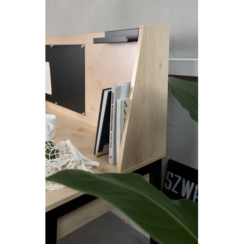 Biurko z tablicą magnetyczną i szufladami Relis 120 cm dąb sonoma/czarne industrialne