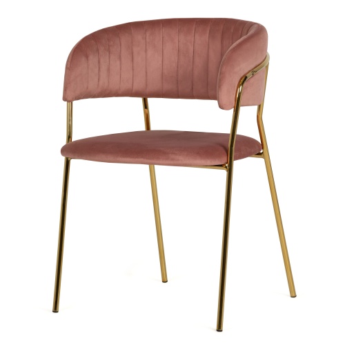 Krzesło welurowe Imogen brudny róż/złote nóżki