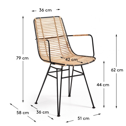 Krzesło do jadalni Ashanti rattan naturalny/metal
