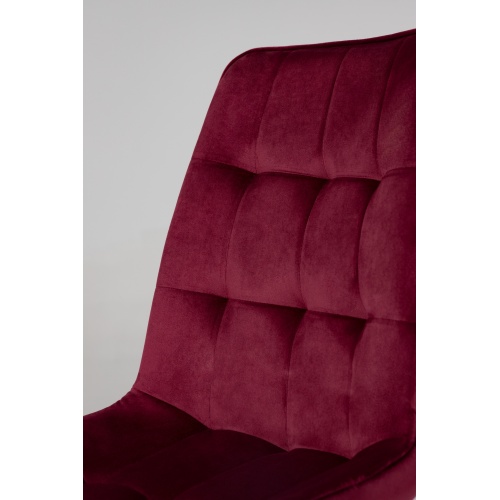 Krzesło welurowe Giuseppe ciemnoczerwone/czarne pikowane