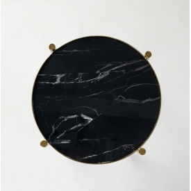 Okrągły stolik Miron 35 cm czarny efekt marmuru złote nóżki