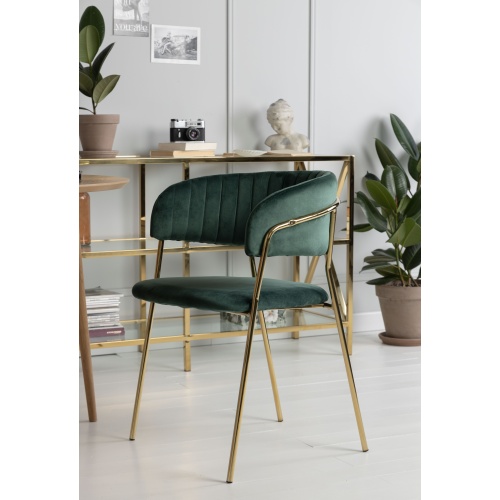 Krzesło do jadalni Imogen welurowe butelkowa zieleń/złote nóżki