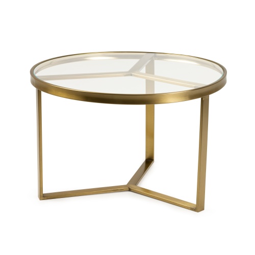 Okrągły szklany stolik glamour Lea 60 cm przezroczysty złote nóżki
