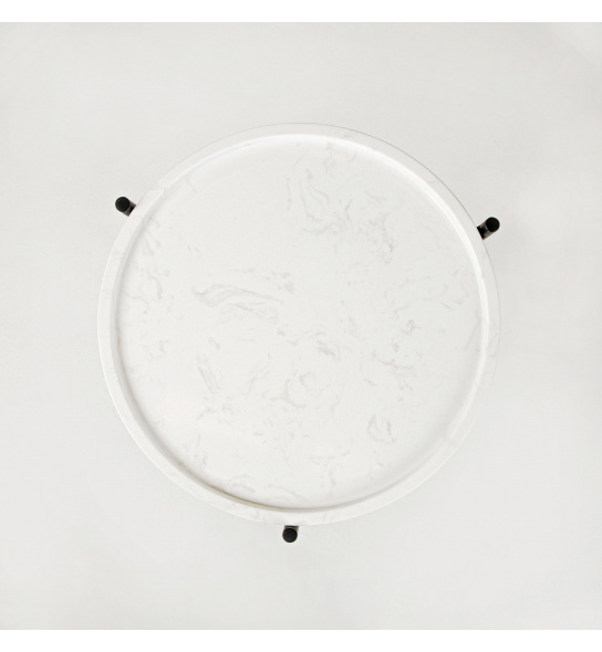 Okrągły stolik glamour Serena 35 cm biały marmur mat