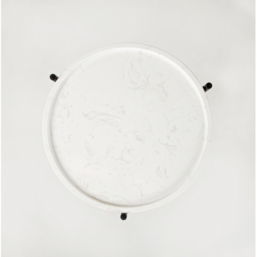 Okrągły stolik glamour Serena 35 cm biały marmur mat