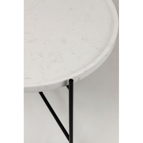 Okrągły stolik glamour Serena 60 cm biały marmur mat