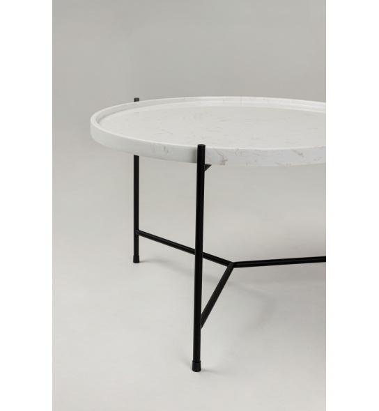 Okrągły stolik glamour Serena 60 cm biały marmur mat