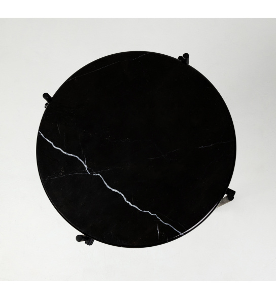 Okrągły stolik glamour Linna 40 cm czarny marmur połysk