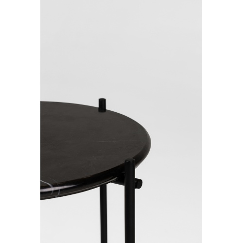 Okrągły stolik glamour Linna 40 cm czarny marmur połysk