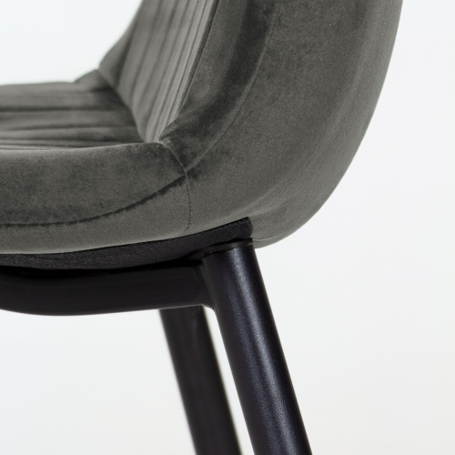 Krzesło z przeszyciami Slay szare welurowe