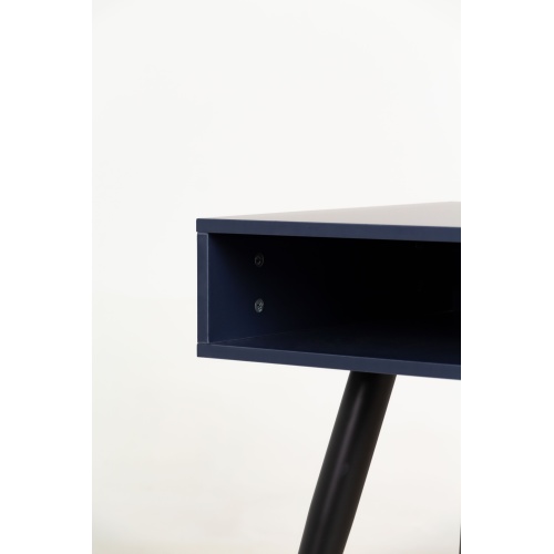 Drewniane biurko z szufladą Rugia 120 cm granatowe/czarne