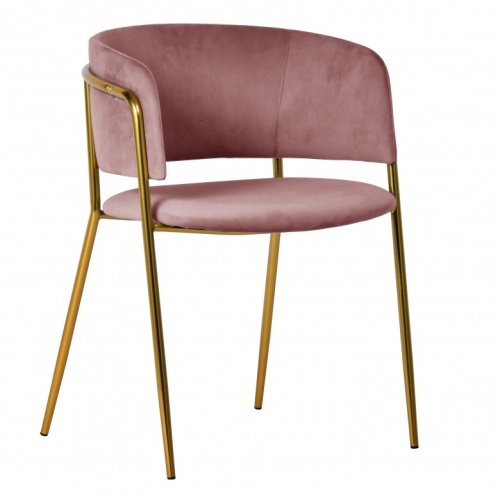 Krzesło do jadalni Evia welurowe różowe/złote nogi