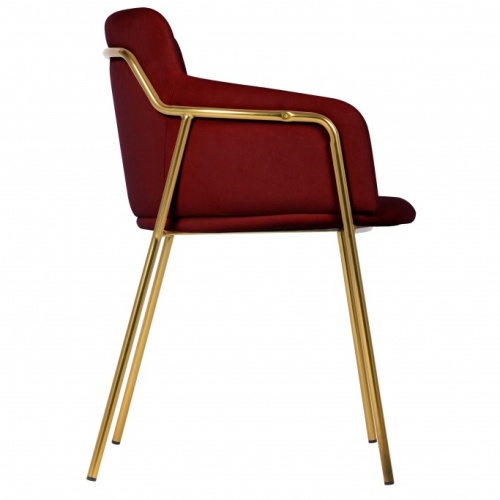 Krzesło tapicerowane Korfu Gold bordowe/złote nogi welur