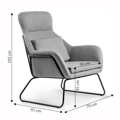 Fotel wypoczynkowy Faro szary/czarne nogi